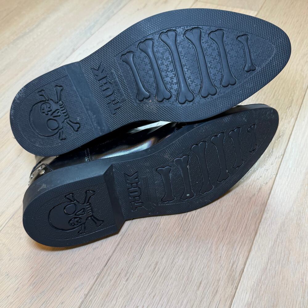 T.U.K. Black Studded Jam Boots Pointed Ankle Boot Silver Studs Women’s 10 - Picture 7 of 11